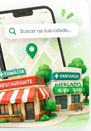 Celular mostrando mapa e negócios locais